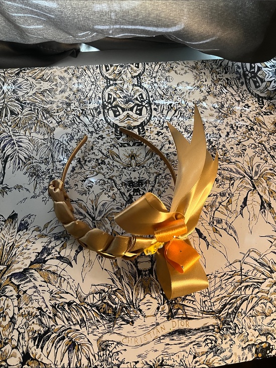 Dior Accessories - Handmade Gold Satin Bow Headband With Charm